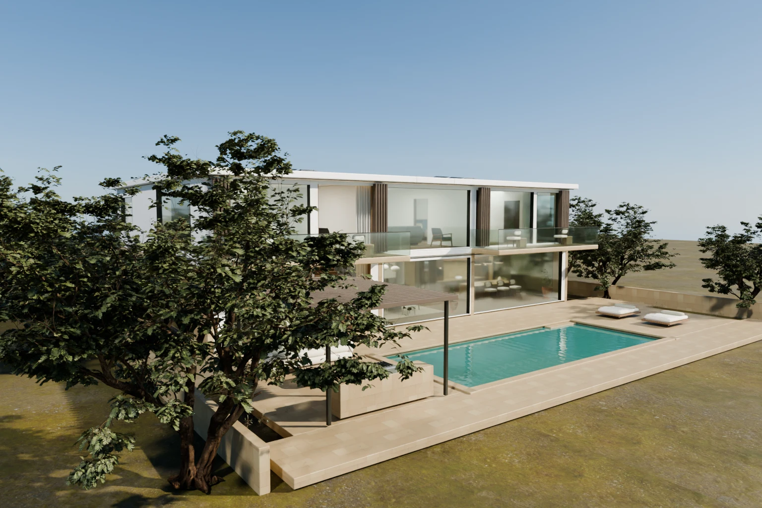 A contemporary courtyard residence and swimming pool